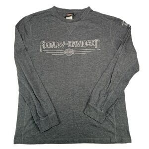 Harley Davidson Long Sleeve T Shirt Men's XL Charcoal Gray Motorcycles